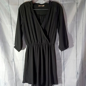 Lush black sheer V-neck dress